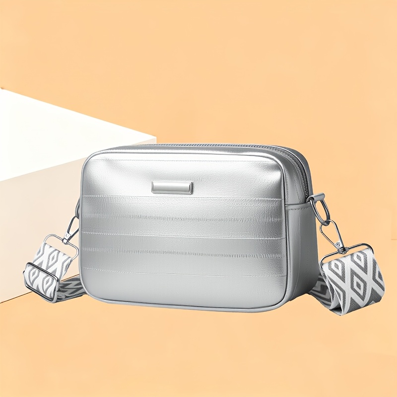 TEMU Bolso Bandolera para Mujer - Elegante Bolso de Único Plateado de , Bolso de Regalo con Correa de Estilo Étnico para Desplazamientos Diarios,