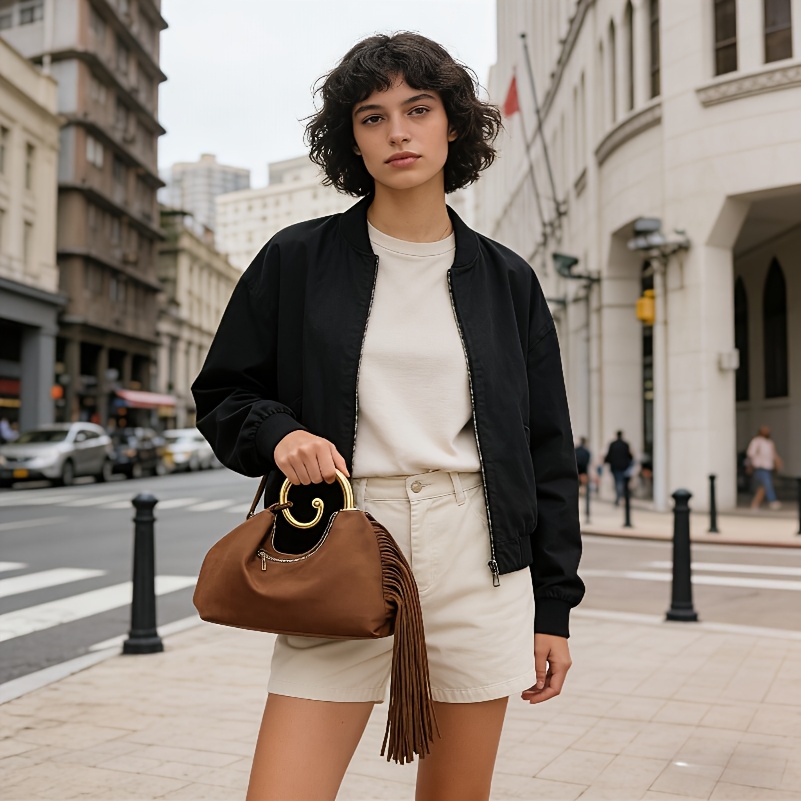 A Luxurious Suede Handbag for The Fall And Winter Seasons, Featuring a Stylish Vintage Tassel Design Available in Four Colors (Burgundy, Purple-Brown, Coffee), with an Optional Premium Texture, an Elegant Tassel Handbag