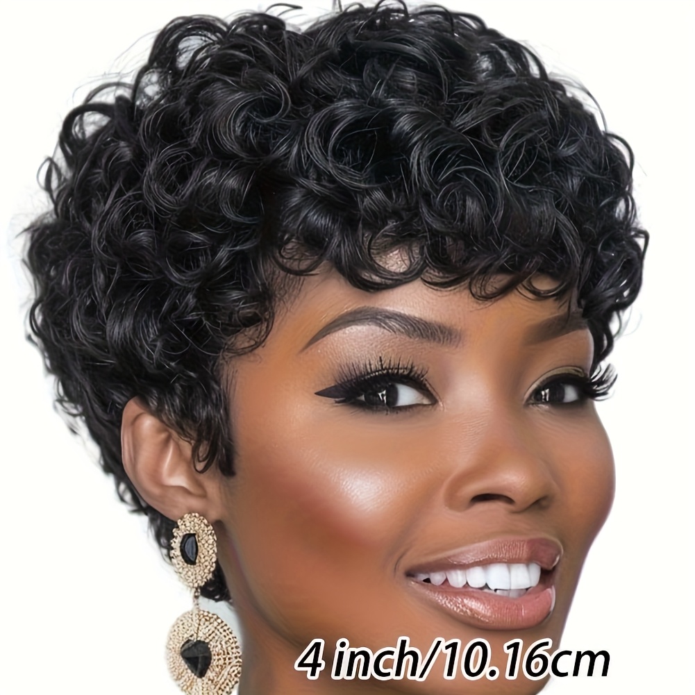 TEMU Perruque courte pour femmes, cheveux humains brésiliens curls, colle, dentition 180%, dentelle frontale, perruque à ondes d'eau, bonnet en filet
