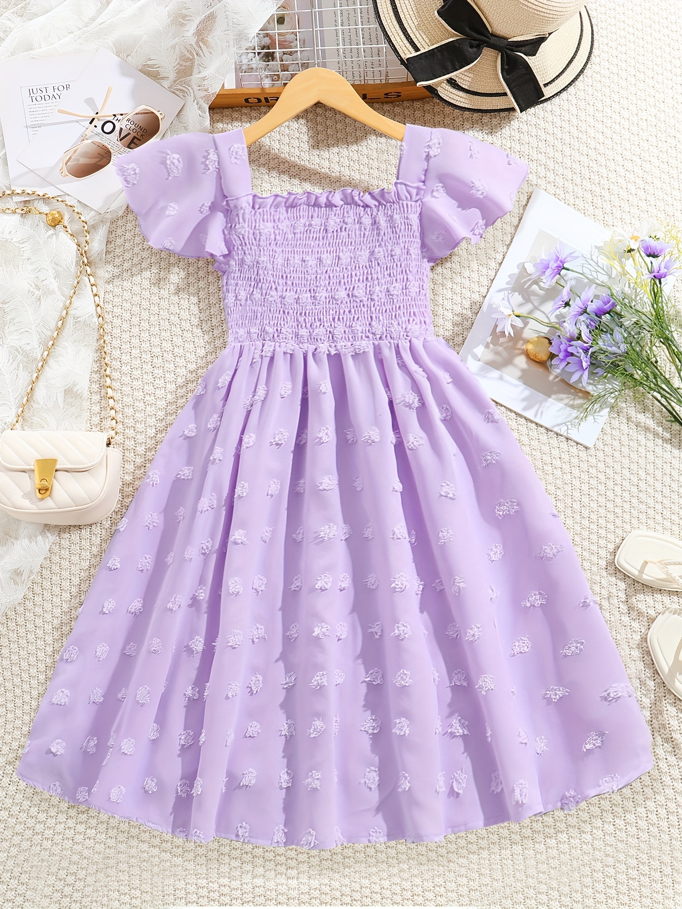 fitted lace wedding dress Women's Vintage 70's Purple Floral Boho Dress main image 1