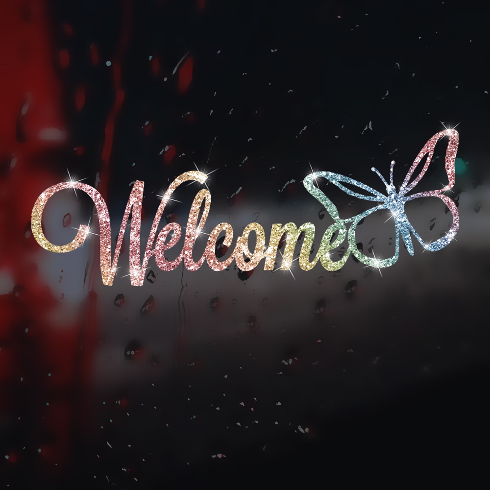 Image of Welcome Pattern Wall Stickers, Shiny Welcome Door Signs, Cafe Stickers, Restaurant And Living Room Decals, Front Door Wall Stickers, Store, Supermarket, Classroom Wall Decorations
