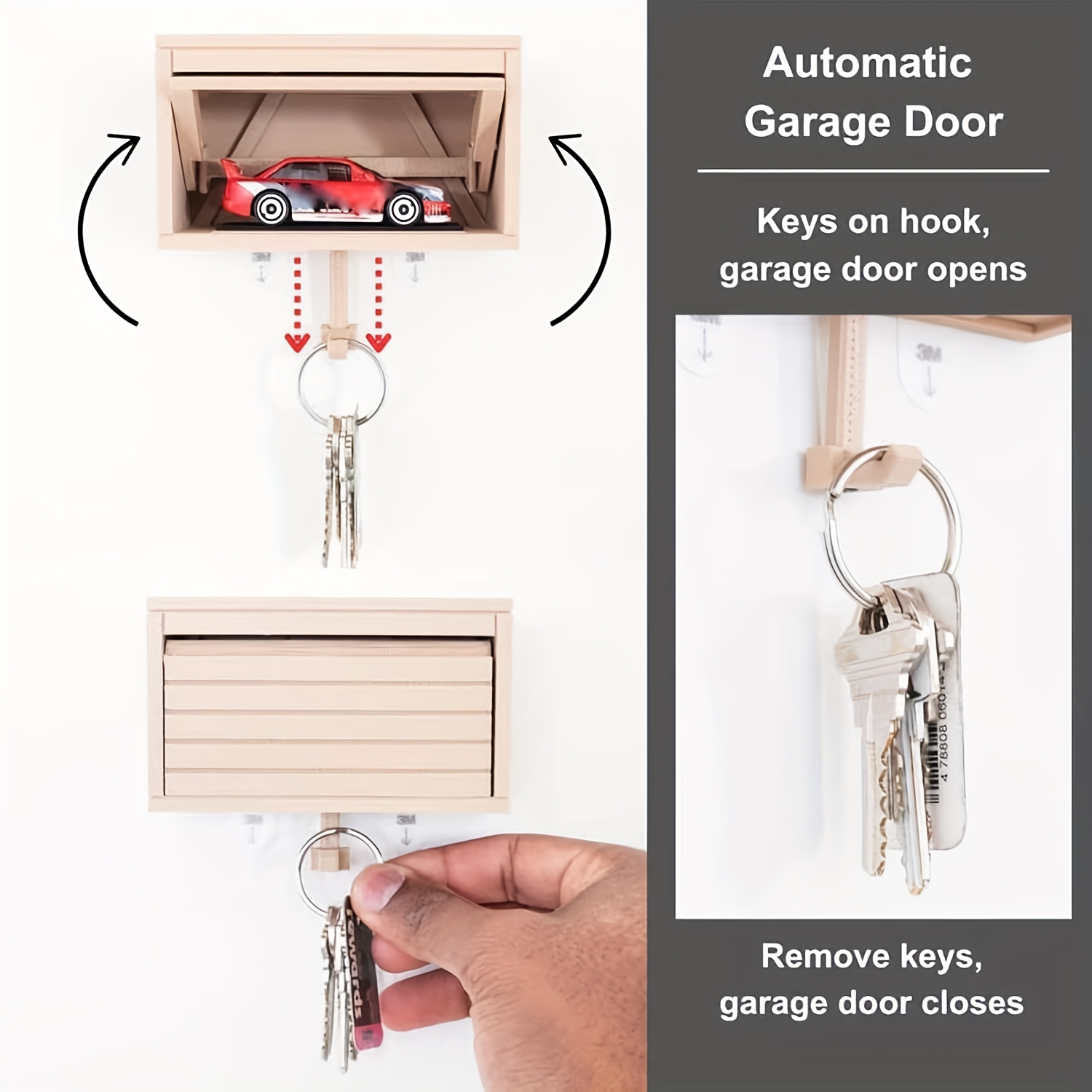 Porte-Clés Murale Garage Avec LED – Support Pour Clés De Voiture Déco – Idéal Entrée, Bureau, Salon | Cadeau Pour Passionné D’Auto