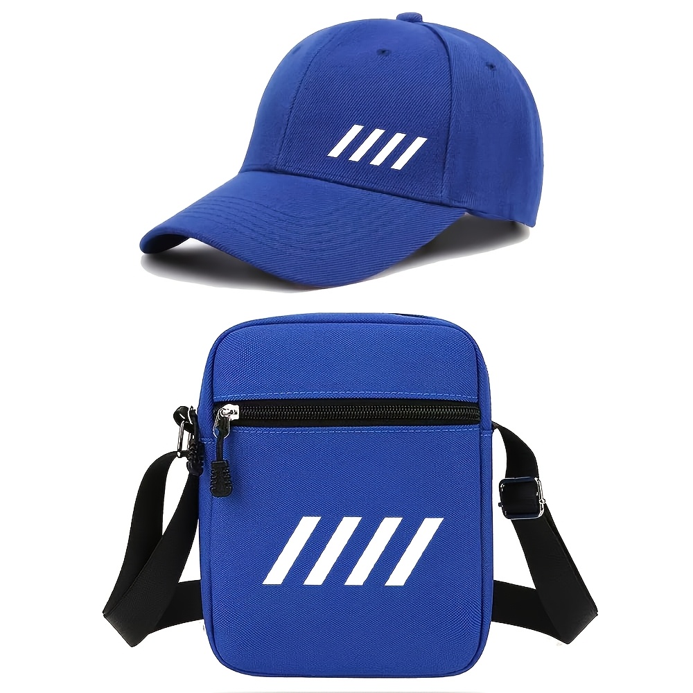 Casquette & Sac Bandoulière Streetwear 1 Casquette de baseball, 2pcs Casquette de baseball tendance avec imprimé de lettres et sac à bandoulière, Chapeau de soleil unisexe réglable