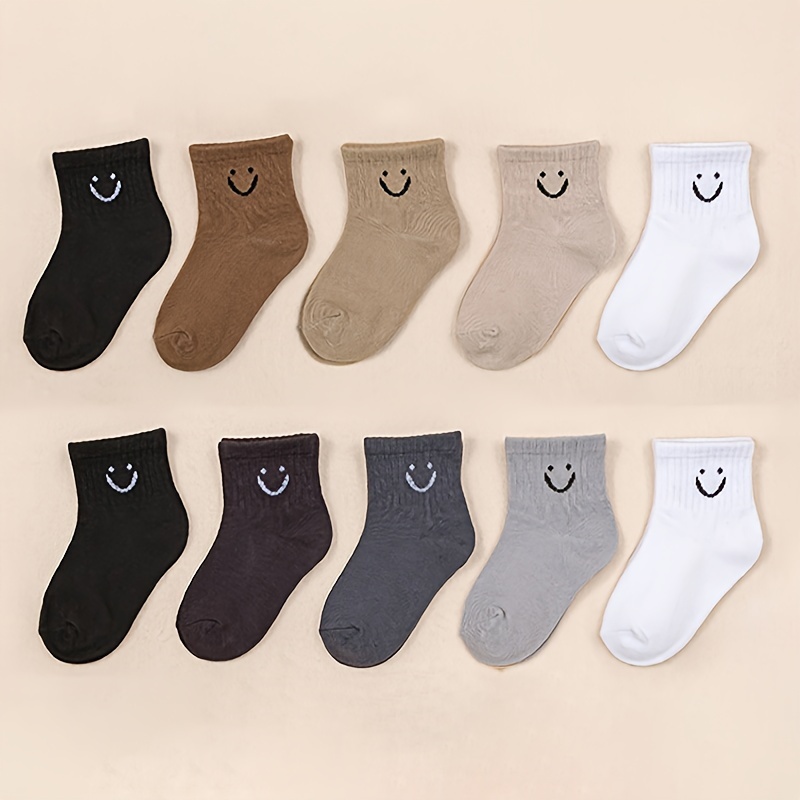 TEMU 10 Pairs Of Kid's Fashion Simple Cute Pattern Low-cut Socks, Comfy & Breathable Soft & Elastic Thin Socks For Spring And Summer