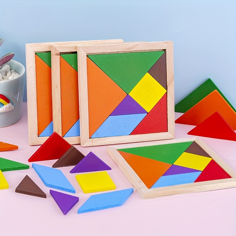 Wooden Pattern Tangram Magnetic Puzzle Shape Blocks Jigsaw - Temu