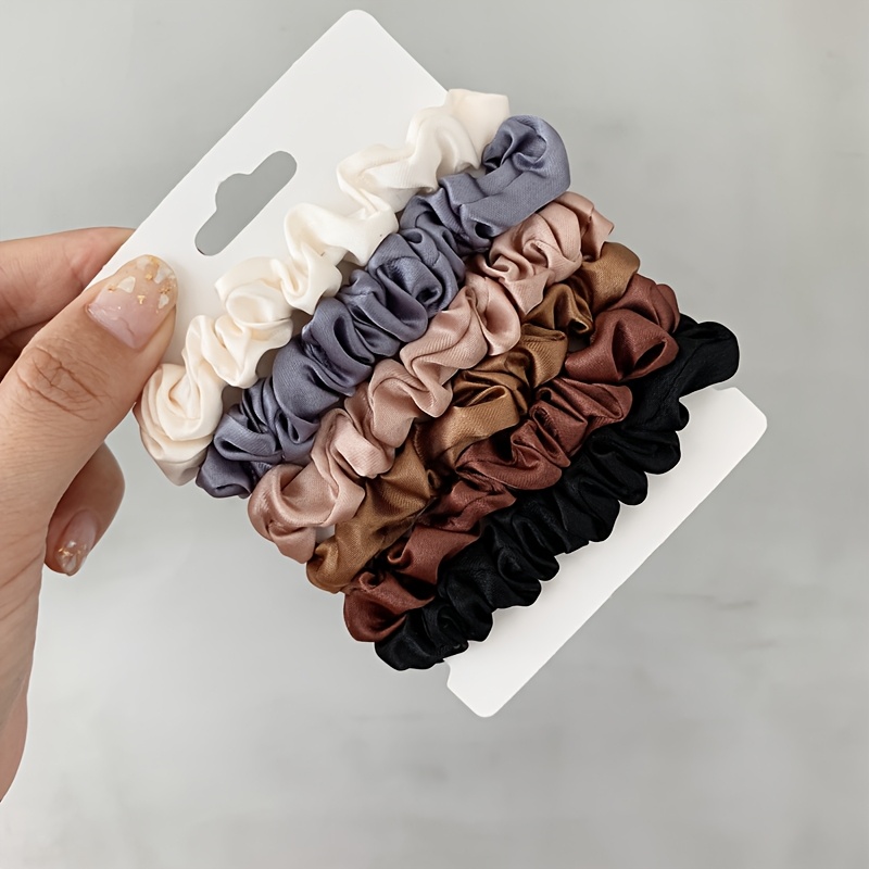6 pack   elegant french style satin scrunchies versatile basic hair ties korean hair accessories headwear elastic bands