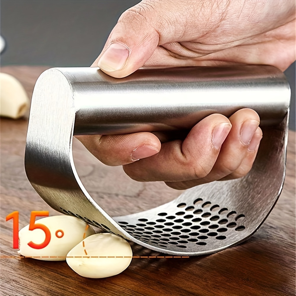 1pc stainless steel garlic press manual garlic mincer swivel metal garlic crusher washable kitchen gadget no electricity needed details 0