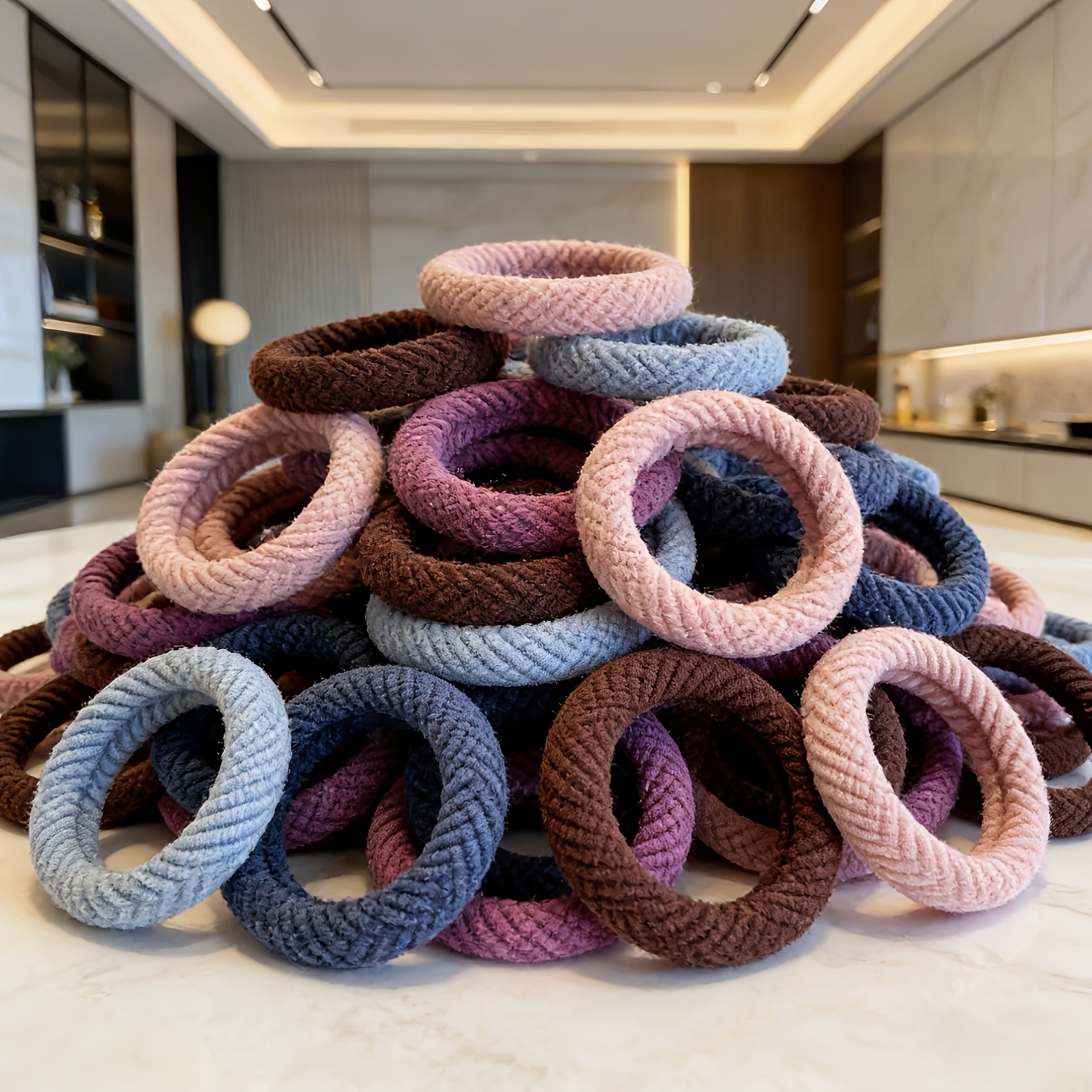 TEMU 21pcs Seamless Hair Ties, Thickened Towel Loop Hair Bands, Everyday Hair Ties