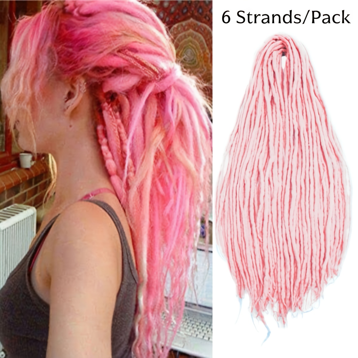 E-shop Dreadlock-Extensions 22 Zoll – Doppelendige Dreads für Frauen & Männer Handgemachte Hippie-Dreadlock im Reggae-Stil, Halloween-,
