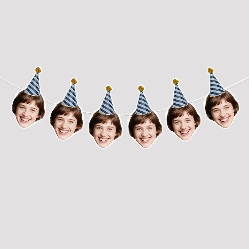 6pcs Custom Photo Face Banner with Party Hats