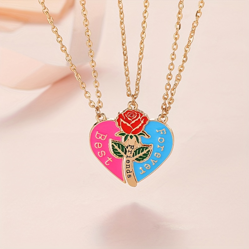 heart rose necklace sold on Temu United States