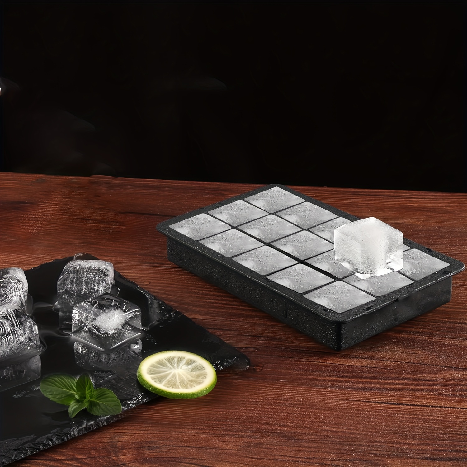 Silicone Ice Cube Trays, with Each Tray Easily Release 15 Cubes of Ice, Non-Bpafree, Reusable, Suitable for Refrigerator, Beverages, Chocolate, Juice