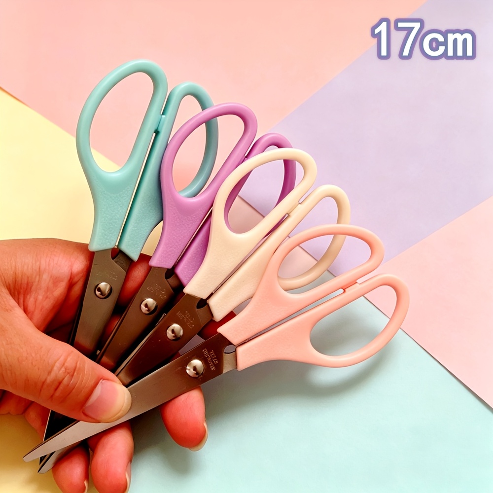 TEMU 2pcs Random Colors/ 4pcs 4-color 17cm Scissors, Stainless Steel Blade, Macaron Color Handle, Suitable For Office Daily Use, Home Crafts, School