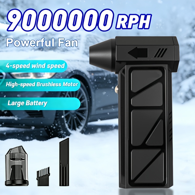 TEMU Handheld Turbo Fan, Car Snow & Dust Removal, Keyboard Cleaning, Household Air Blower, 4 Adjustable Speed, Super Large Battery & Long , Ideal