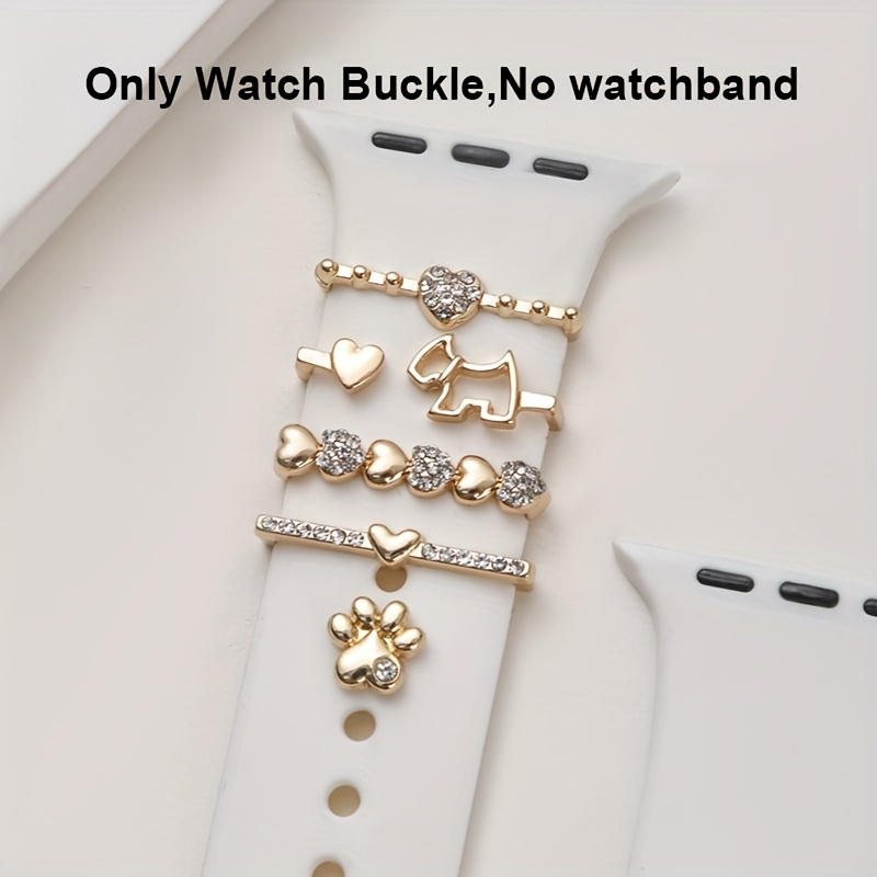 E-shop 1 Set Elegantes Damen Smartwatch-Armband für Hunde- mit Pfotenverschluss & Druckknopfverschluss - Austauschbare Charms (Pfote, Herz, Knochen,