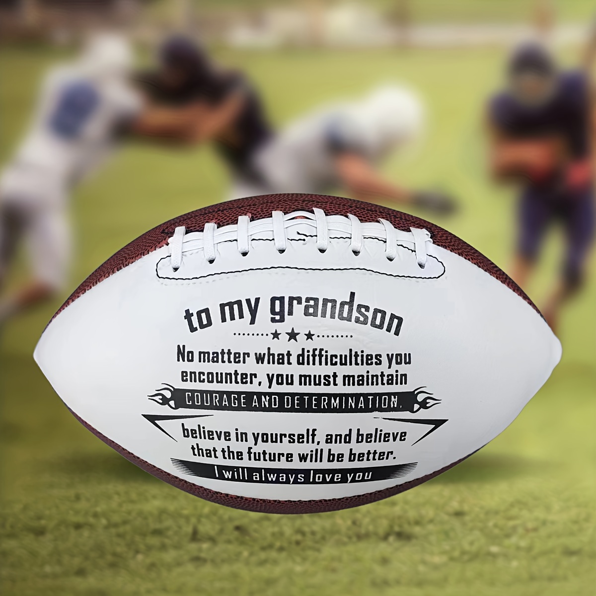 

to My Grandson" Print American Footballs For Outdoor Training And Recreational Play, Standard Size Rugby, Birthday Gift