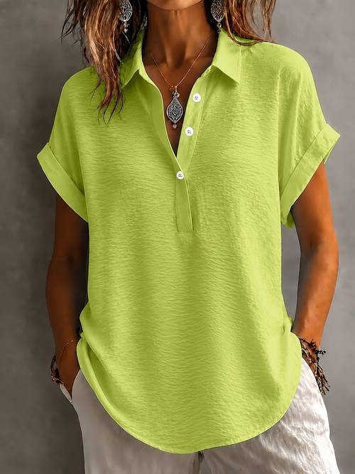 taglie forti - camicia da donna taglie forti elegante e con maniche corte e scollo semi disponibile in colori