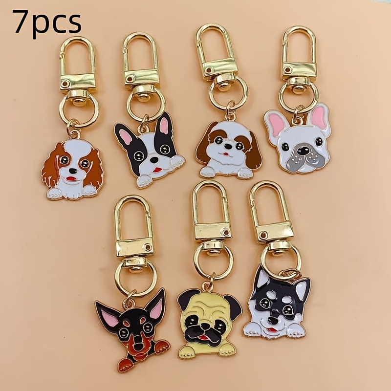 

7pcs Cartoon Dog Keychain Set, Alloy Metal Pendant With Lobster Clasp, Animal Design, Pet Themed Commemorative Gift Box For Pet Enthusiasts, Simulation Model