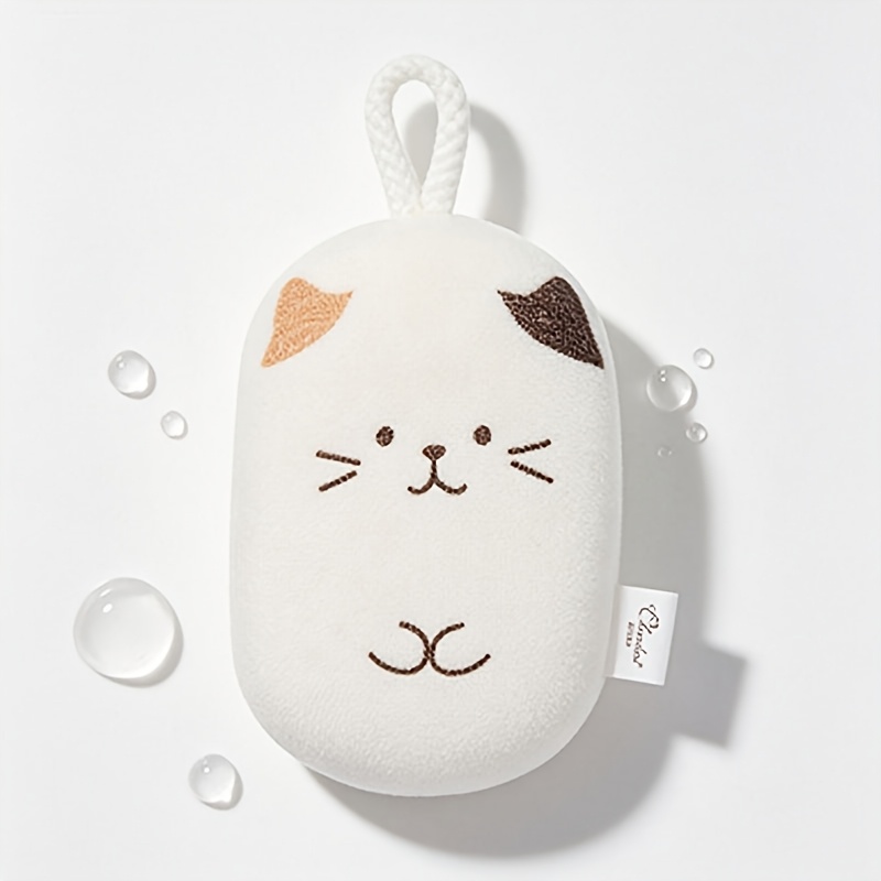 2pcs Soft Cat Shaped Bath Sponges, Gentle Exfoliating