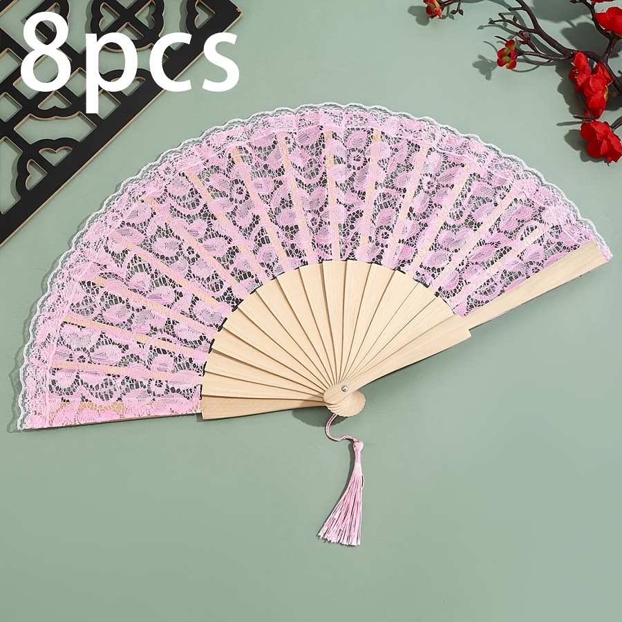 Personalized Handheld Fan with Lace Surface