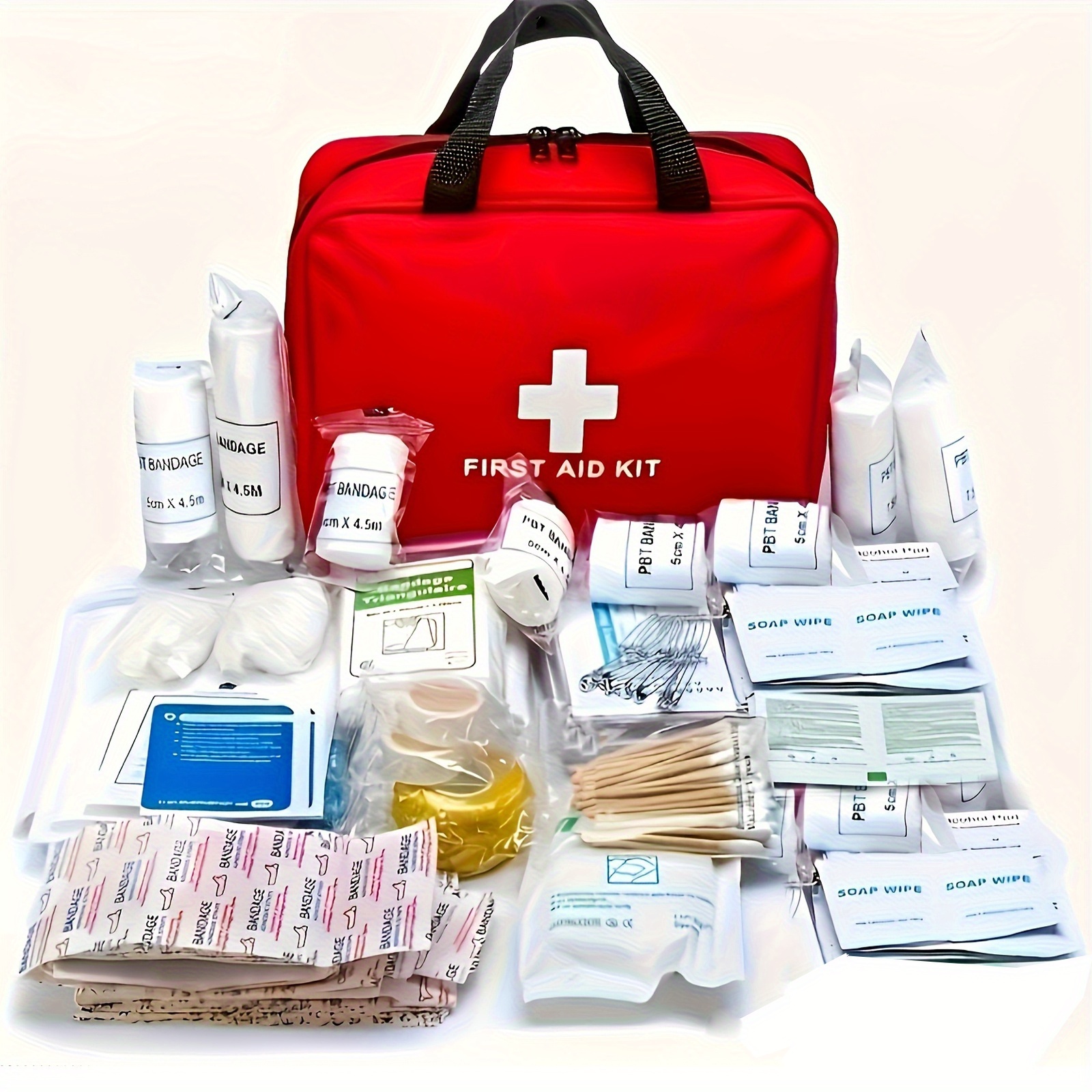 152pcs first aid kit premium waterproof compact trauma   kits for any emergencies ideal for home   travel outdoor camping hiking boating red