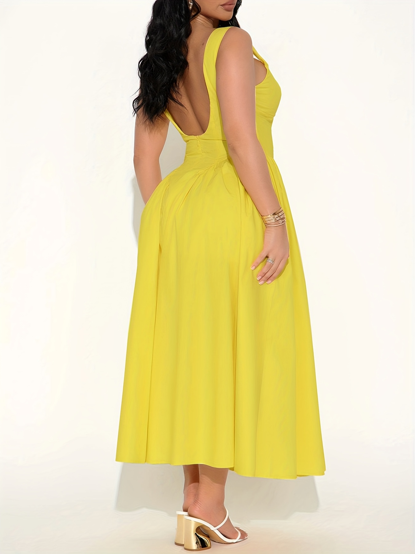 yellow backless midi dress 2000s Gradient Pink Handkerchief Hem Party Dress and Sheer Bolero, S-M –  Ian Drummond Vintage main image 1