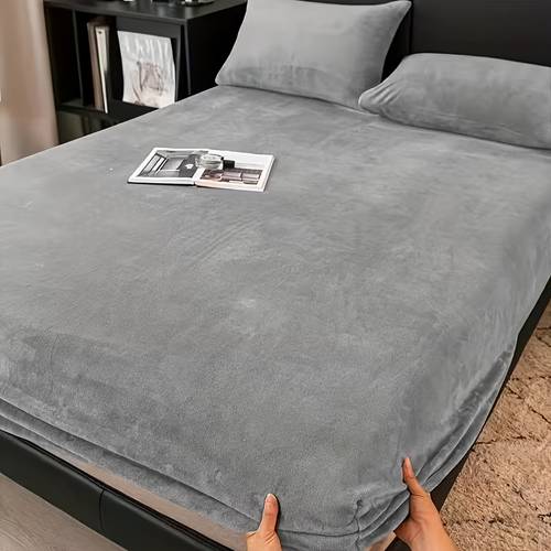 1pc ultra velvet warm fitted sheet winter bedding mattress protector and bedroom bedspread machine washable fits single king beds quilted plush fitted bedspread suitable for hotel home excludes pillowcases