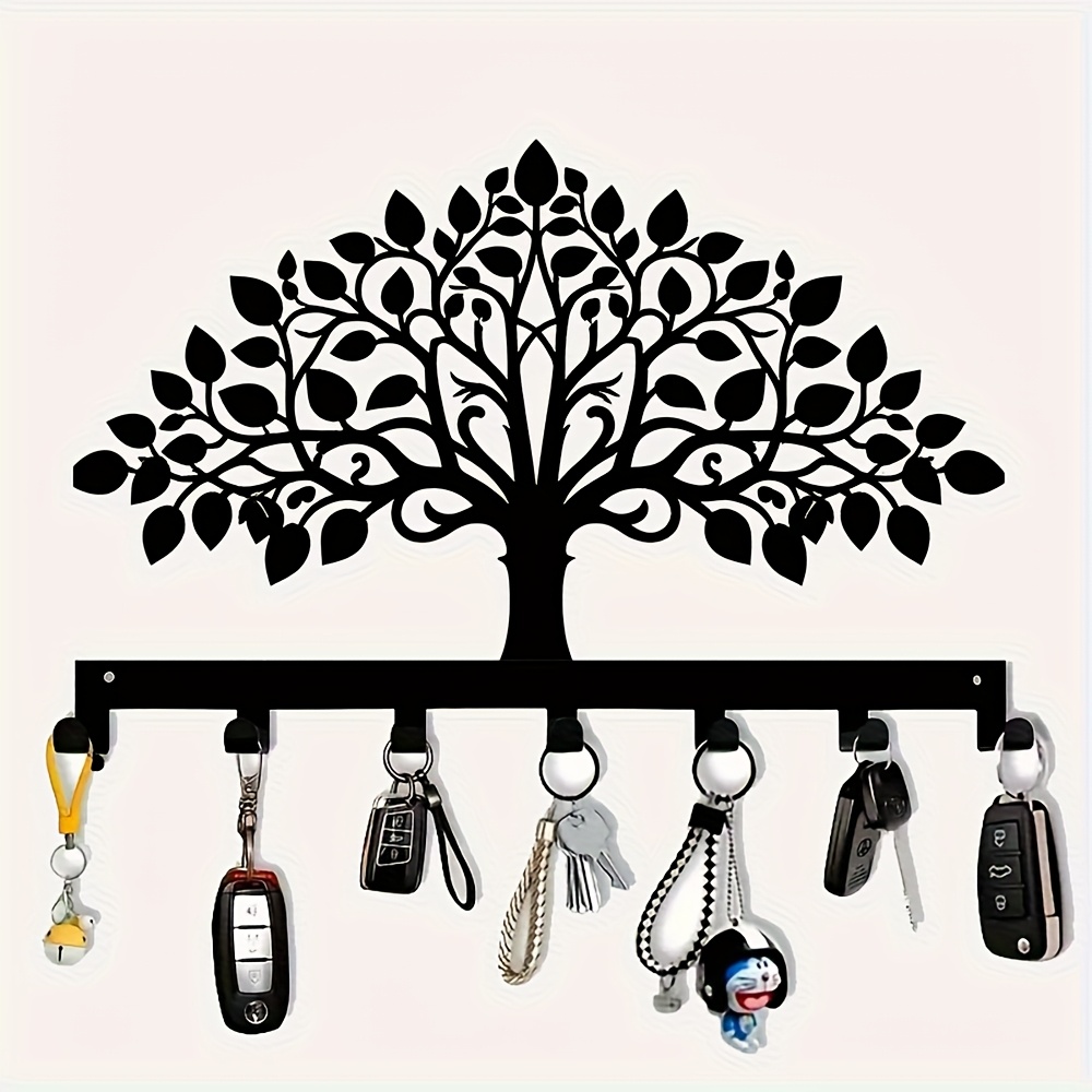TEMU 7-hook Metal Key Rack - Wall-mounted Storage Organizer For Keys, Towels, Coats, Kitchen Items, And More - Durable, Rust-resistant Home Decor