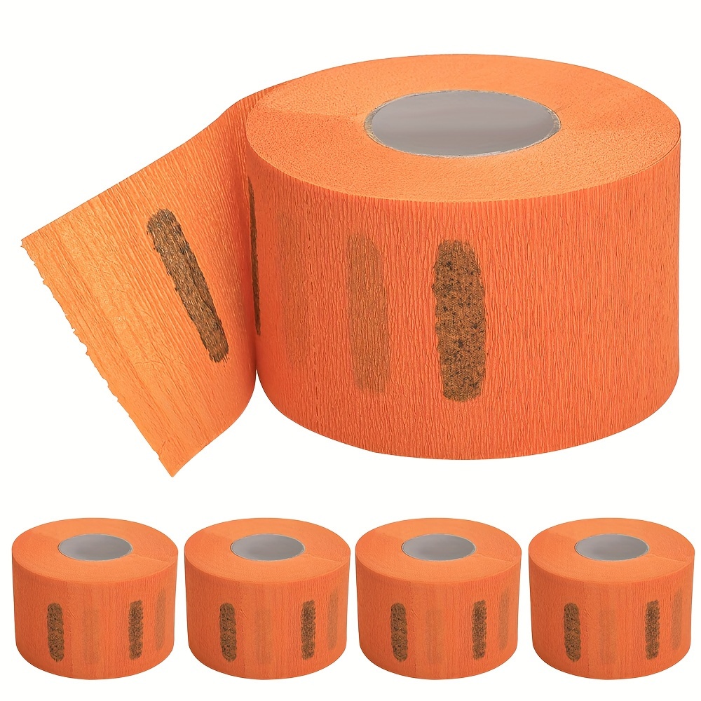 

5pcs Orange Disposable Neck Protector Paper For Haircuts - Self-adhesive, Easy Clean Barber Shop