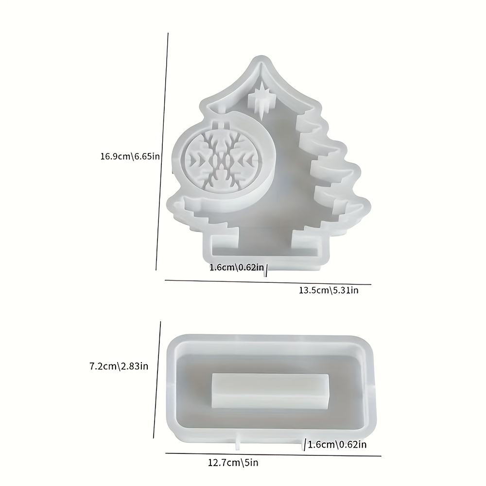 Image of 2pcs Christmas Tree With Snowflake Ornament Silicone Mold, Christmas Tree Pendant Mold For Plaster Resin Cement Casting, Diy Art Crafts For Christmas Decor, Best For Christmas Gifts