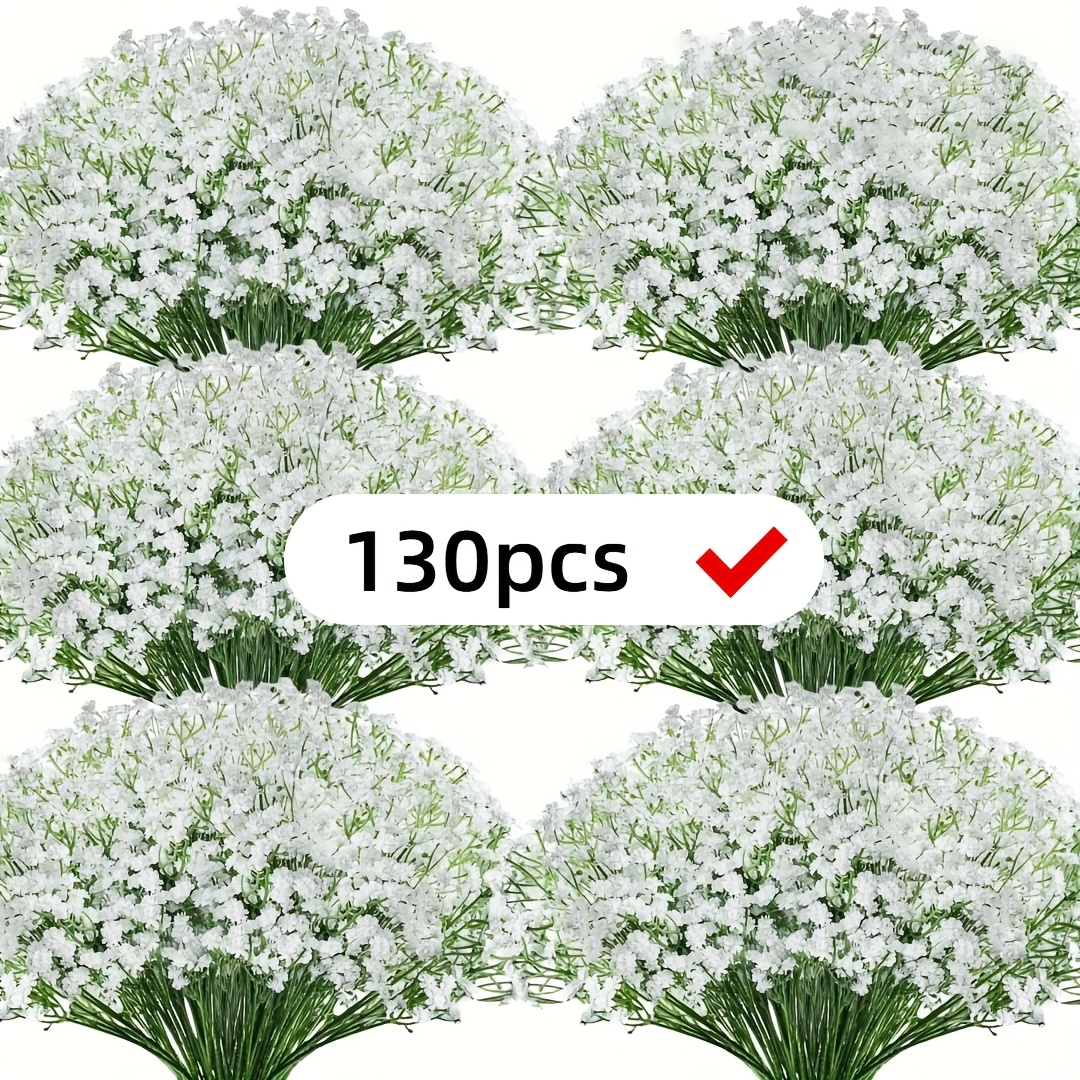 

130pcs Lifelike Artificial 's Breath Flowers - Weddings, Engagements & Home Decor | Plastic Gypsophila Stems For All