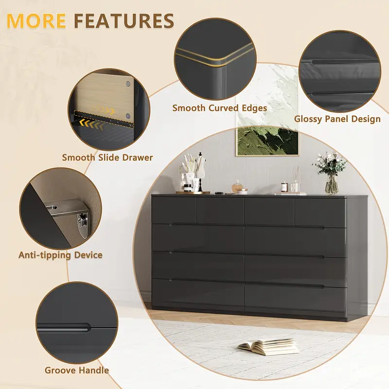 10 drawer dresser white dresser bedroom 55 long dresser high - Temu 10 drawer dresser white dresser bedroom 55 long dresser high - Temu
