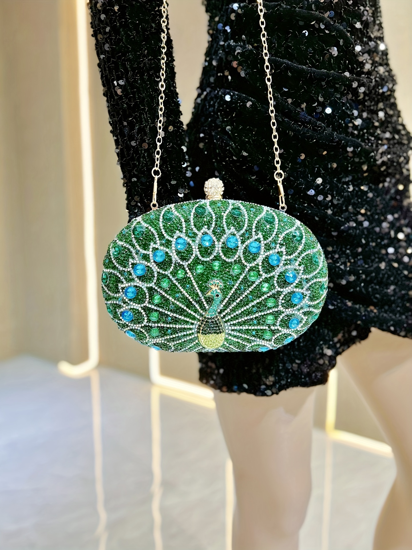 peacock evening bag with rhinestones vintage style party bag birthday wedding single shoulder crossbody evening bag details 12