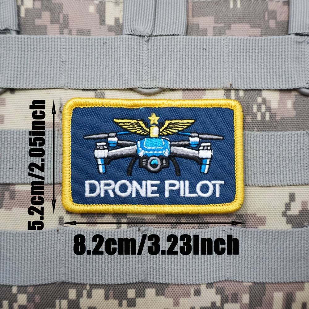 TEMU Drone Pilot Embroidered Patch With Hook Backing + Loop Backing For Vests/straps, Badge Embroidery Hook Fastener Backing, Backpack Patch, Hat