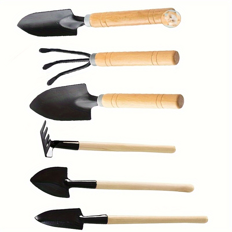 

6-piece Gardening Tool Set - Durable Metal Rakes, Shovels & Spades For Planting And Lawn Care
