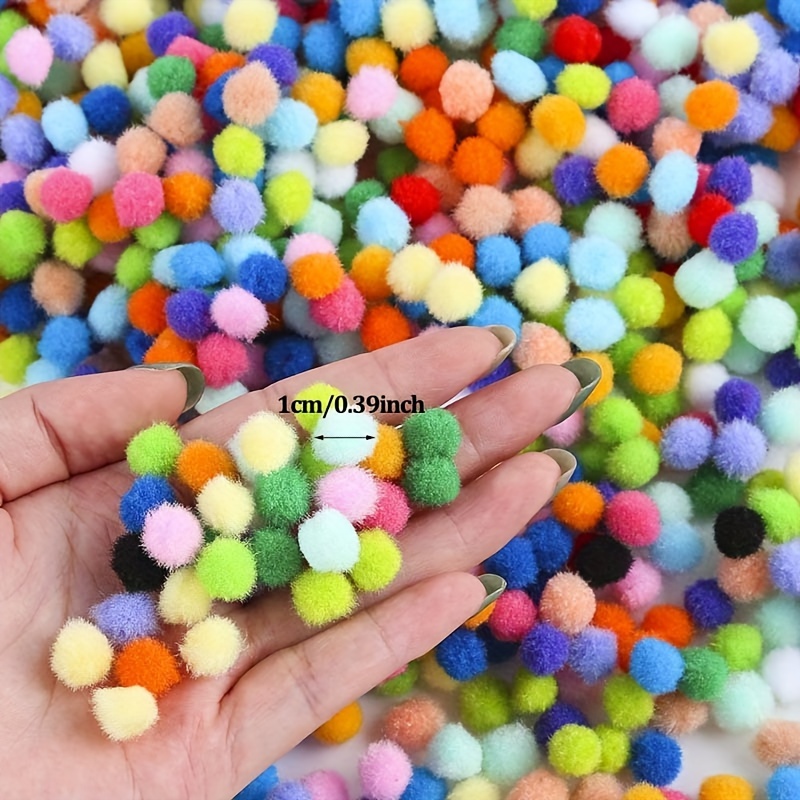 TEMU 2000pcs 1cm Pompoms, For Crafts Making Ornaments, Cultivating Creativity, Multicolored Decoration, Safe And Variable, Fuzzy Pom For Diy Supplies