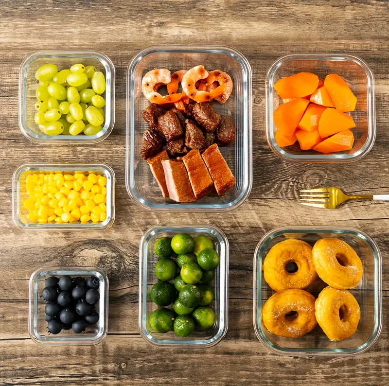 16 pieces glass meal prep container with lids lunch containers for food storage airtight kitchen container for microwave freezer and dishwasher safe 8 lids 8 glass containers Product details 5