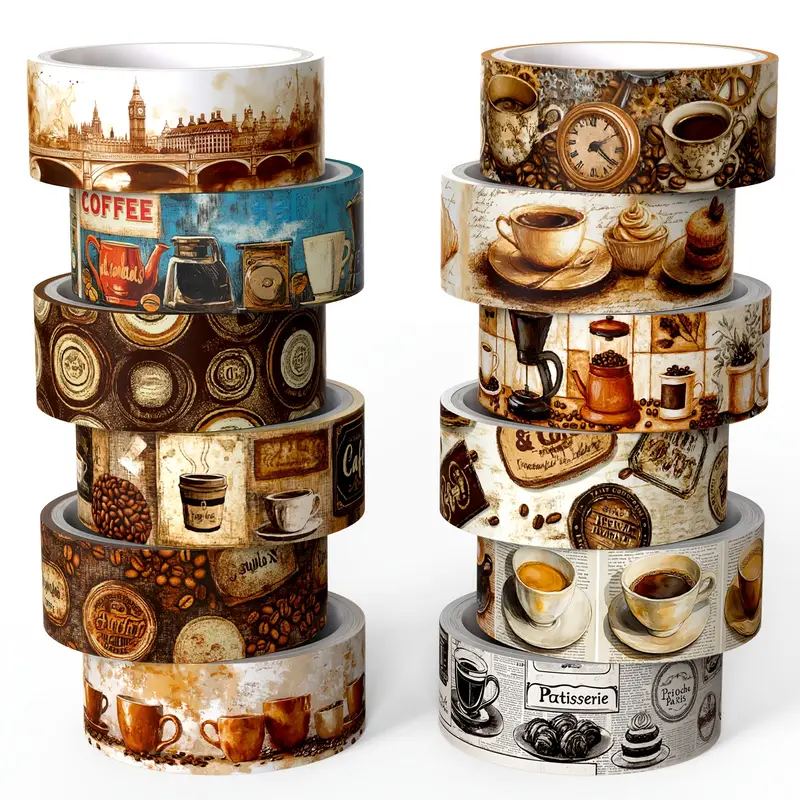 vintage kaffee serie washi tape set 12 rollen vintage kaffee