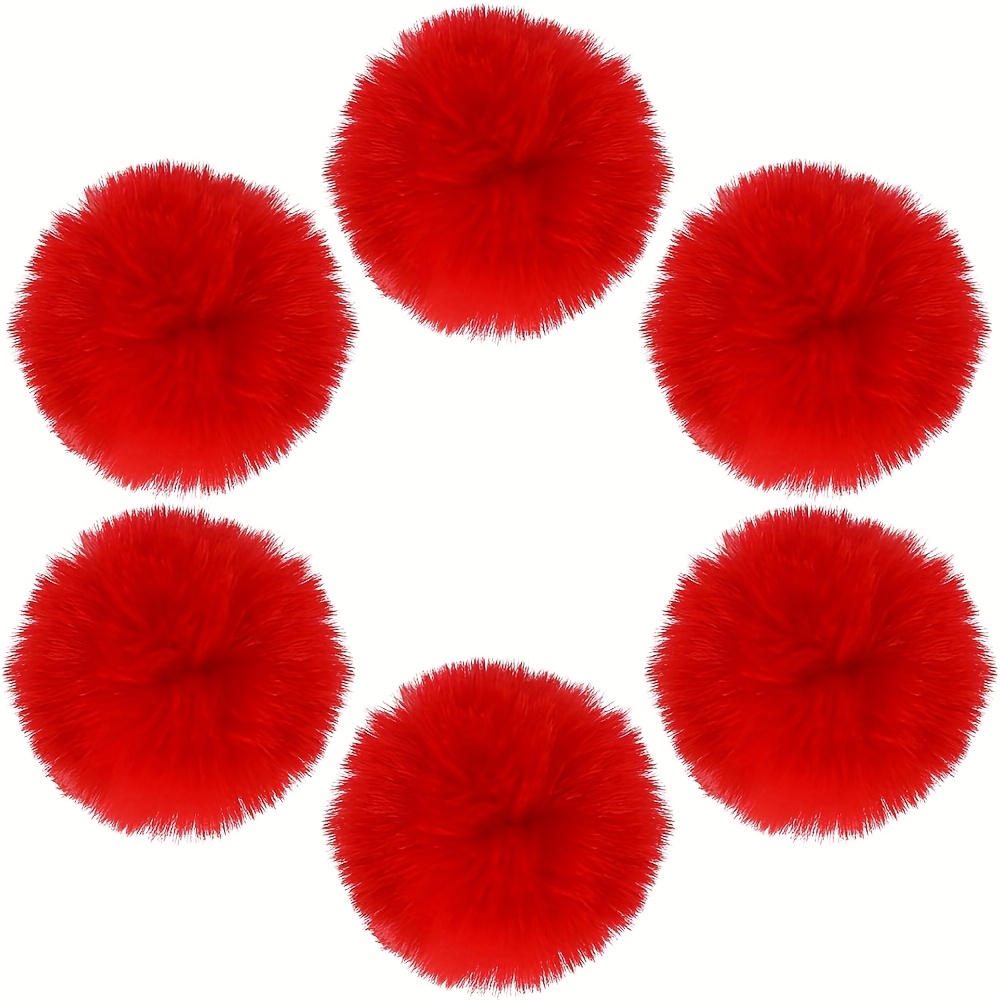 TEMU Lot de 6 Pompons Nouveau Style 6,99 cm en Fausse Fourrure, Boules Pompons Ronds et Moelleux pour Loisirs Créatifs avec pour Chapeau, Chaussures,