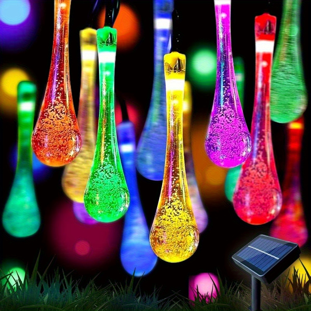 TEMU Solar Light String, Led -color Water Drop Light String, Outdoor Light, Water String Light, Christmas Decoration Bubble Ball, Suitable For