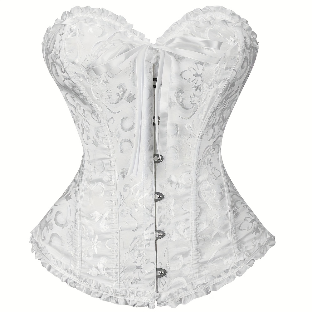 TEMU Corseto Ajustador de Cintura Vintage para Mujer - Cierre Frontal con Cordones Traseros, Lencería con Estampado Floral, Adecuado para Ocasiones