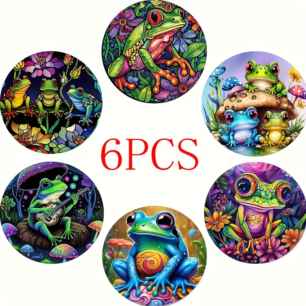 

6pcs Set Frogs Design Wooden Coasters, Heat-resistant, Ideal For Home Use, For Cups