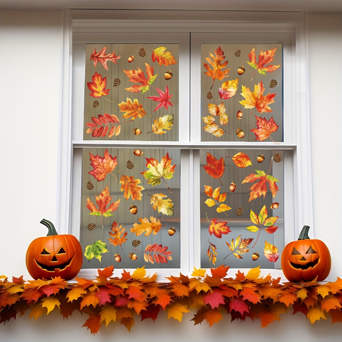 7 Herbst-Fensterbilder Aus PVC – Wiederverwendbar, Ohne Kleber, Für Thanksgiving & Herbstdeko