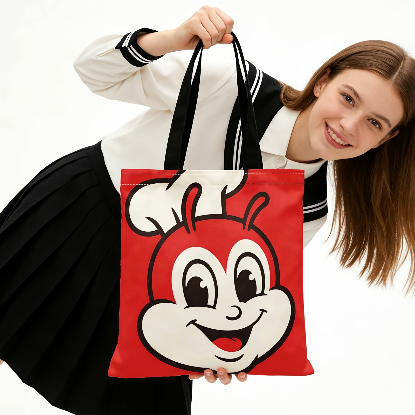 TEMU 2d Flat Printing Handbag, Featuring A Chef Mascot Design Casual , Café , Or As A Fun Accessory For Food Lovers And Kitchen Enthusiasts Style
