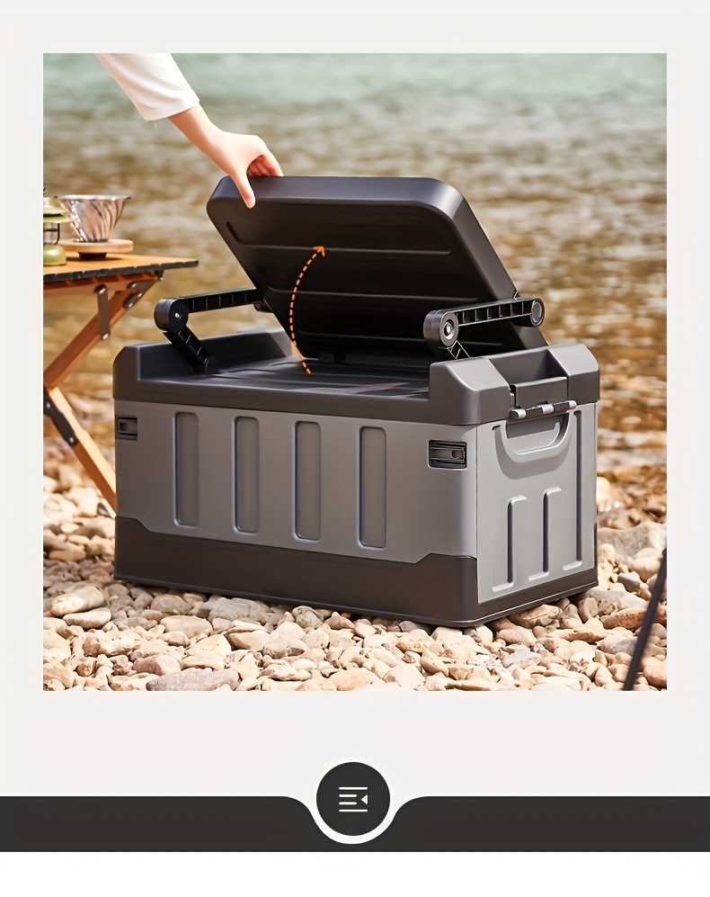 Gray Outdoor Folding Storage Box, Suitable for Car Trunk Storage, Collapsible Camping Box, Portable with Large Capacity for Camping Gear And Moving, Durable And Heavy-Duty Storage Solution