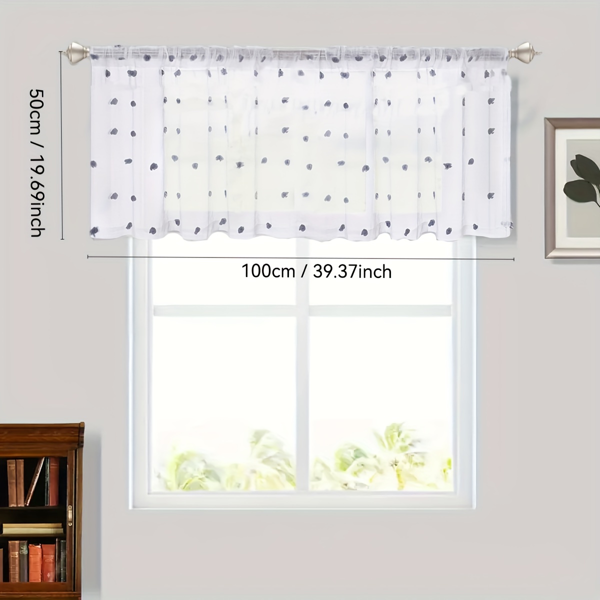 TEMU Pack Of 1, Gray Small Pom-pom Jacquard Sheer Curtain, Rod Pocket Top, Lightweight, Soft, Durable, Washable, 100% Polyester Material, Modern