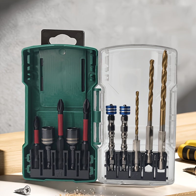 TEMU 10pcs Impact Driver Bit Set With Magnetic Socket, Magnetic Bit, Spiral Drill Bit, Magnetic Ring Bit, Portable Power Tool Additions