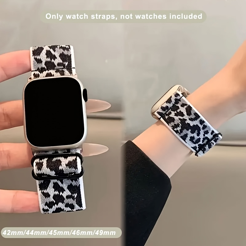 neuer elastischer gewebter leoparden print armbandgurt for Temu
