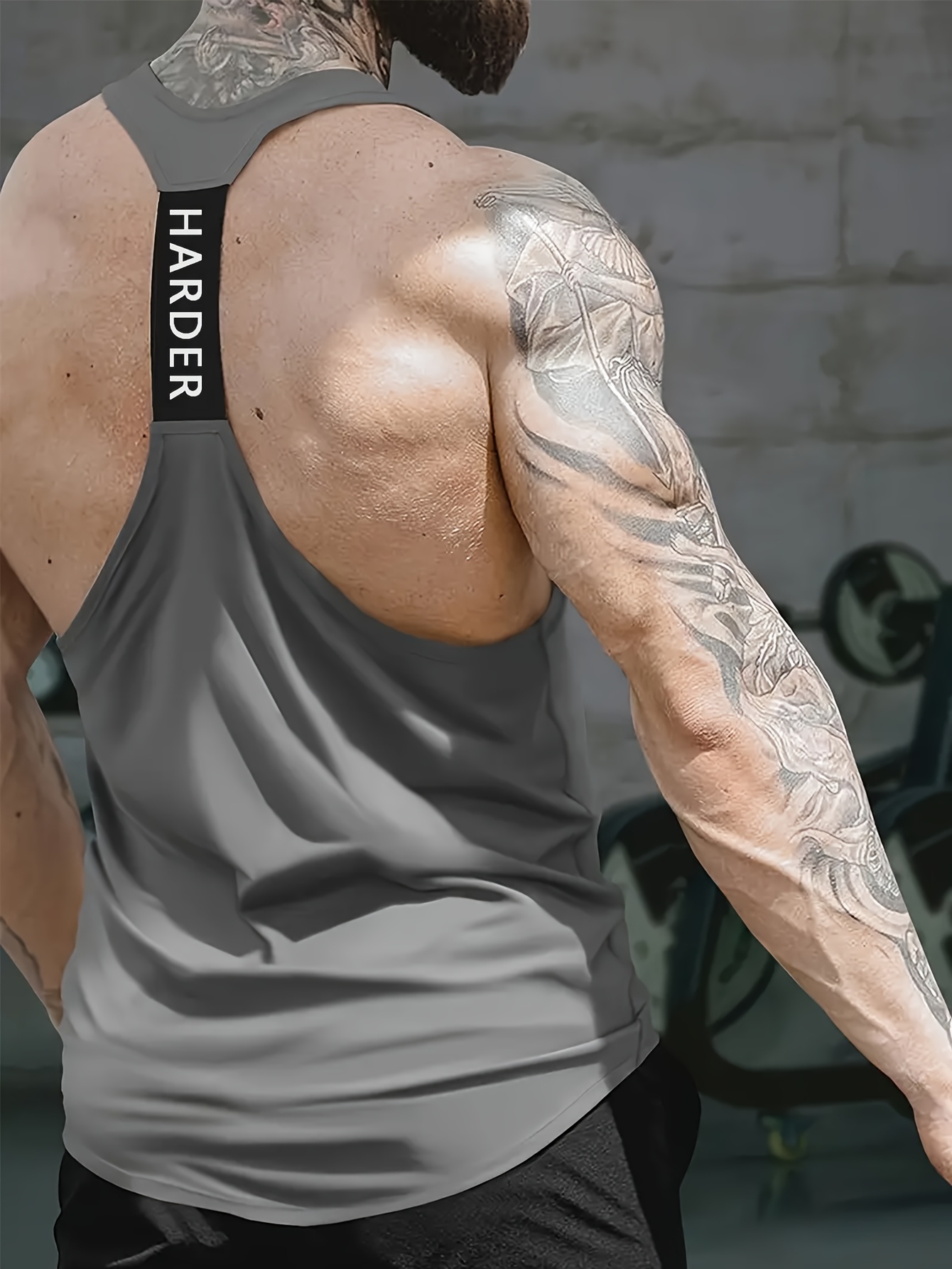 1pc Tongtongbang Men's Quick-Dry Breathable Workout Tank Top - High Elasticity Slim Fit Sleeveless Shirt with HARDER Letter Print for Gym Training & Summer Casual Wear, Quickdrying Fabric, Gym Clothes