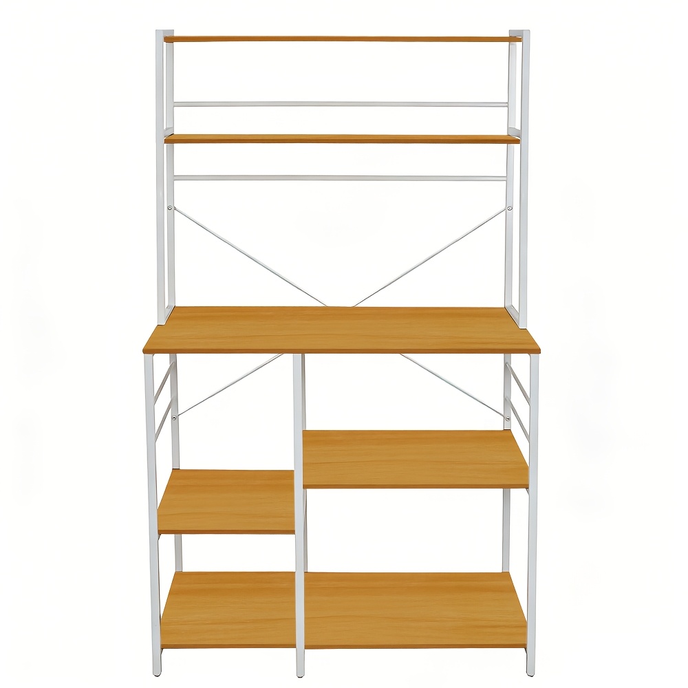 Kitchen Storage Rack, Double-layer Support, Kitchen Storage Cabinet, Industrial , Used As A Kitchen Island Or Microwave Rack, 6 Layers In Total, Structure - 40 X 86 X 165.5mm, Light Gray.